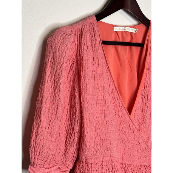 Marie Oliver Pink Wrap Textured Blouse Size S - Picture 2 of 5